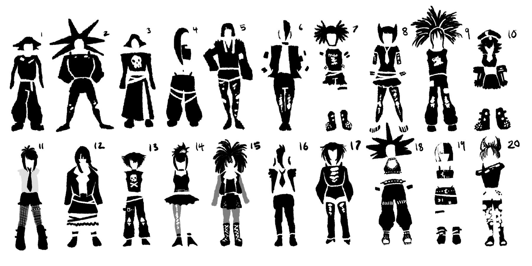 Character notans for a final project.