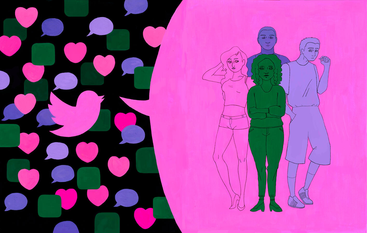 Mock editorial illustration. Done with gouache and fine liners on mixed-media paper.